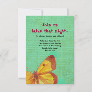 CARTE D'INVITATION POUR BAT MITZVAH PAPILLON JAUNE