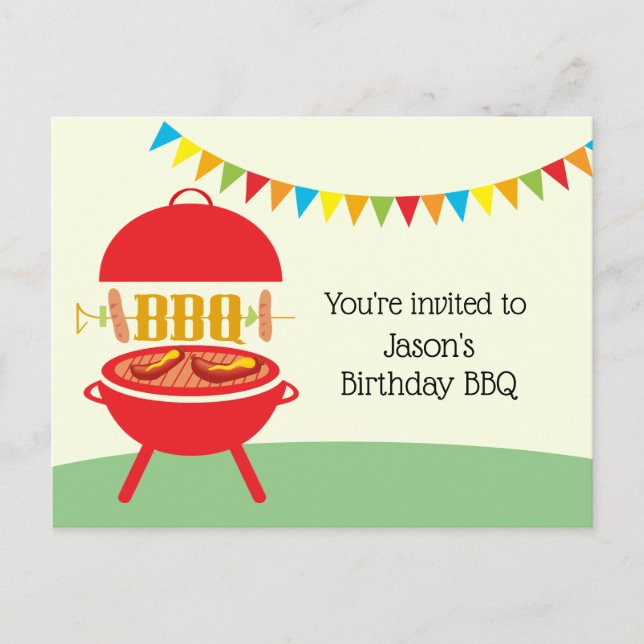 Carte d'invitation pour BBQ, barbecue, grill BBQ (Devant)