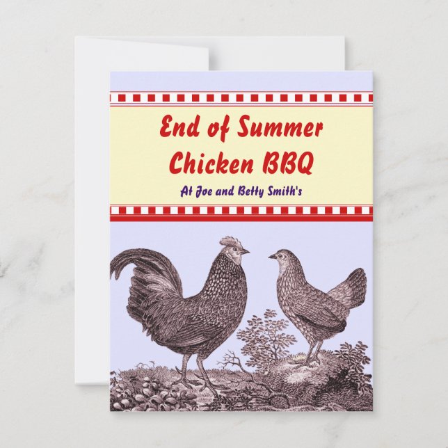 Carte d'invitation pour BBQ de poulet de fin d'été (Devant)