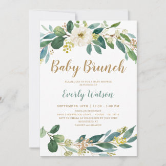 Carte d'invitation pour bébé Brunch Green