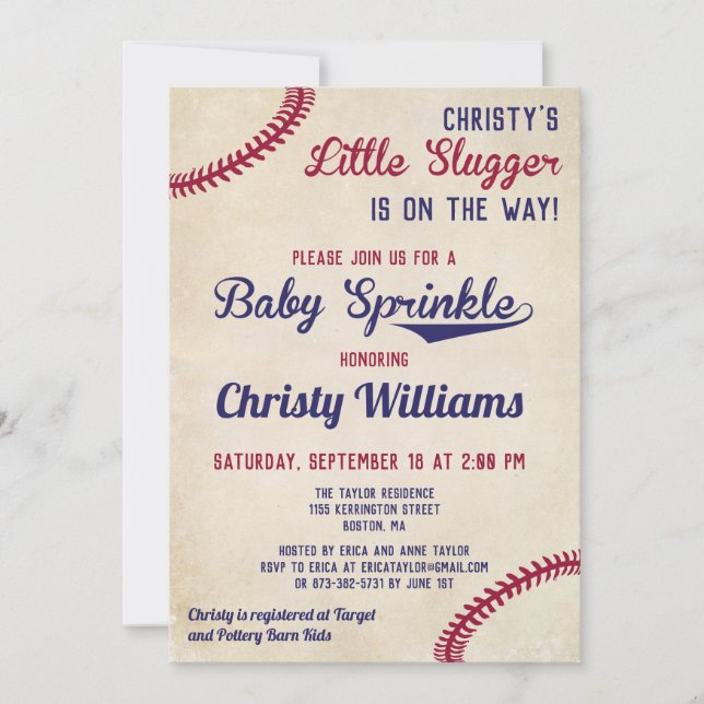 Carte d'invitation pour bébés à thème de baseball (Devant)