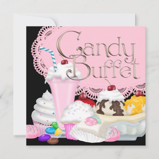 Carte d'invitation pour buffet de bonbons (Devant)