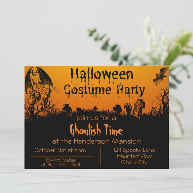 Carte d'invitation pour costume d'Halloween adulte (Debout devant)