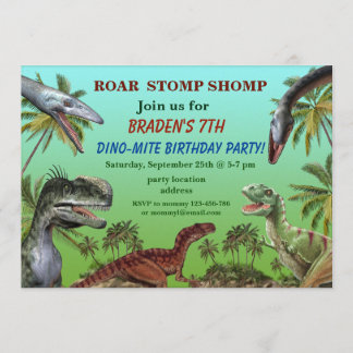 Carte d'invitation pour Dinosaures