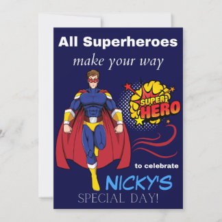 Carte d'invitation pour enfants Superhero