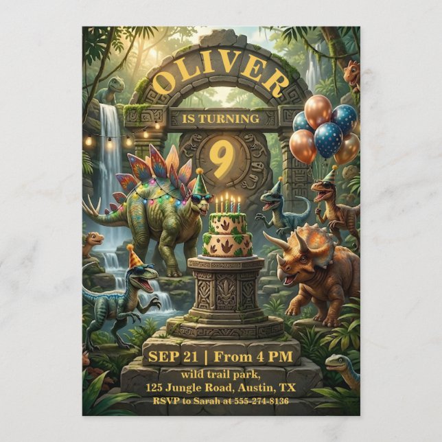 Carte d'invitation pour fête d'anniversaire de din (Devant)