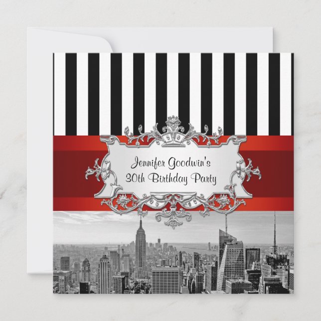 Carte d'invitation pour fête d'anniversaire NY Cit (Devant)