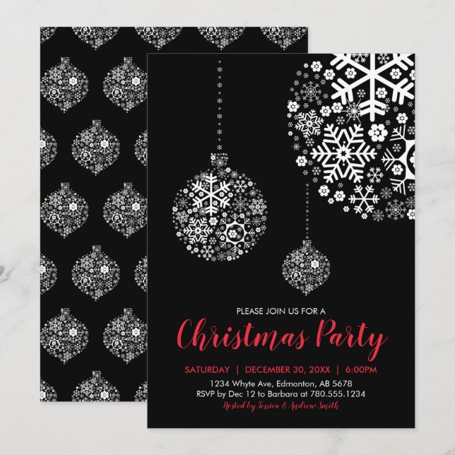 Carte d'invitation pour fête de Noël (Devant / Derrière)
