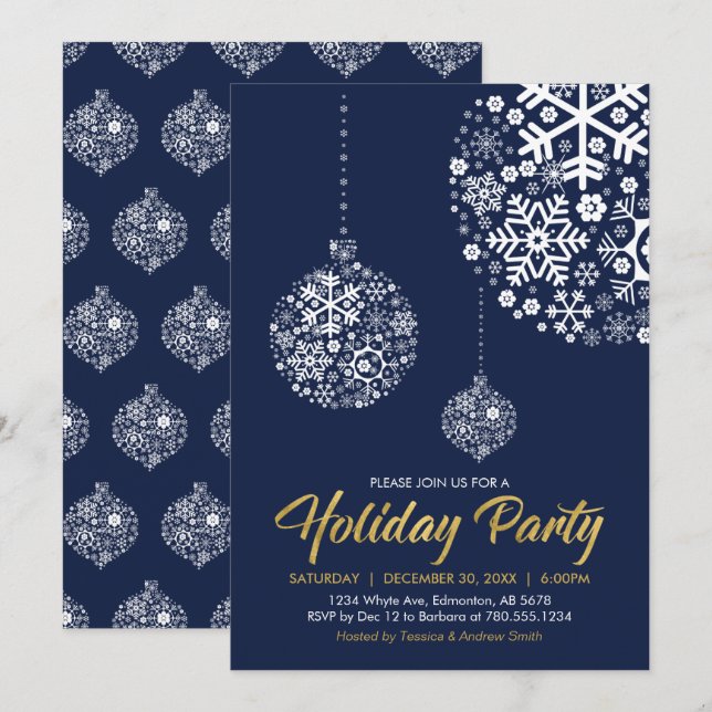Carte d'invitation pour fête de Noël / Fêtes de fi (Devant / Derrière)
