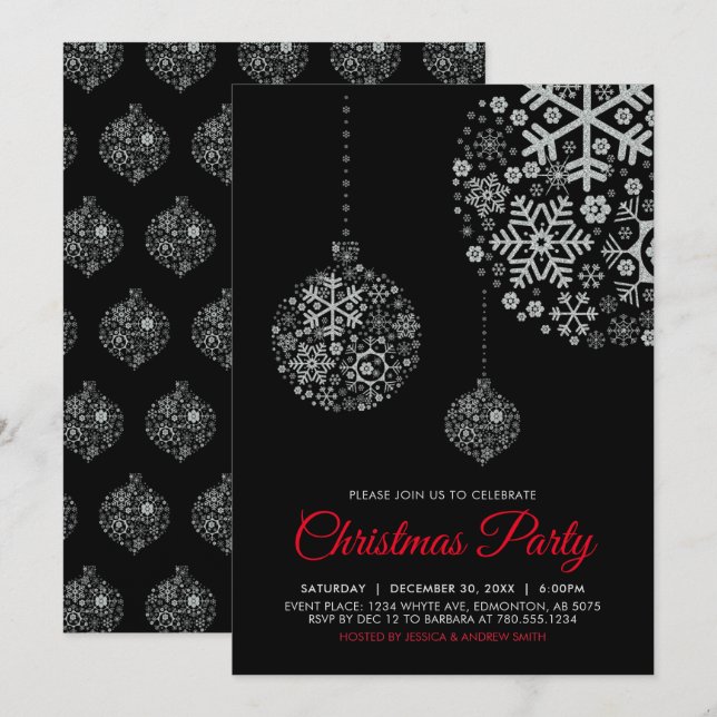 Carte d'invitation pour fête de Noël / vacances (Devant / Derrière)