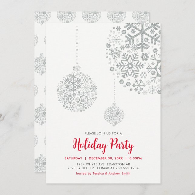 Carte d'invitation pour fêtes de Noël (Devant / Derrière)