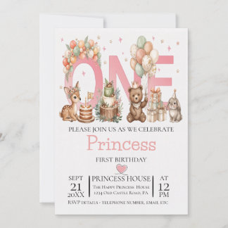 Carte d'invitation pour fille pour 1er anniversair