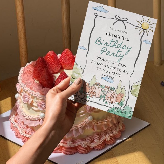 Carte d'invitation pour la 1ère fête d'anniversair (Créateur téléchargé)
