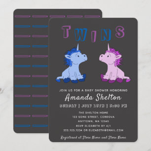 Carte d'invitation pour la baby shower de jumeaux