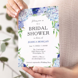 Carte d'invitation pour la douche nuptiale Blue Hy