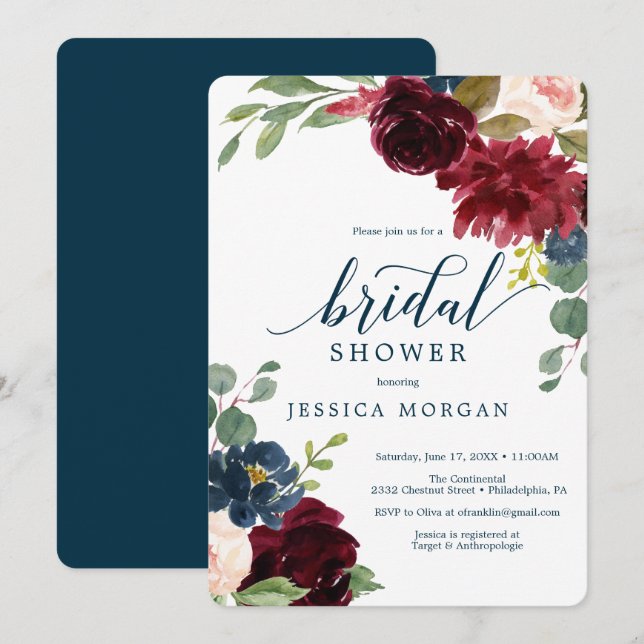 Carte d'invitation pour la douche nuptiale de la m (Devant / Derrière)
