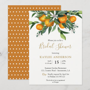 Carte d'invitation pour la douche nuptiale Oranges