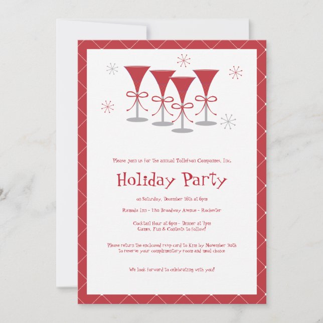 Carte d'invitation pour la fête de cocktail de Noë (Devant)