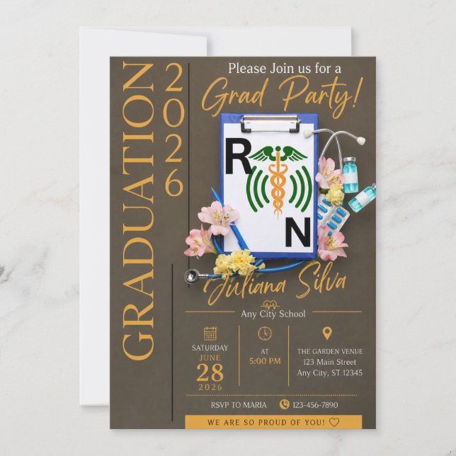 Carte d'invitation pour la fête de fin d'études d' (Devant)