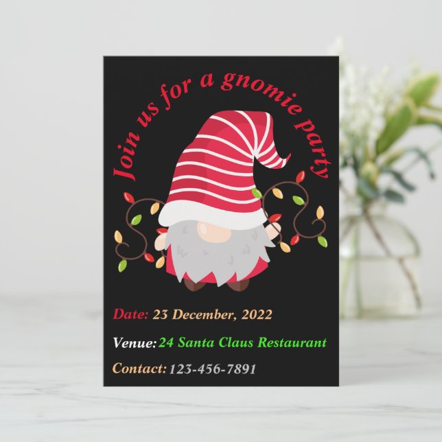 Carte d'invitation pour la fête de Noël de Gnomie (Debout devant)