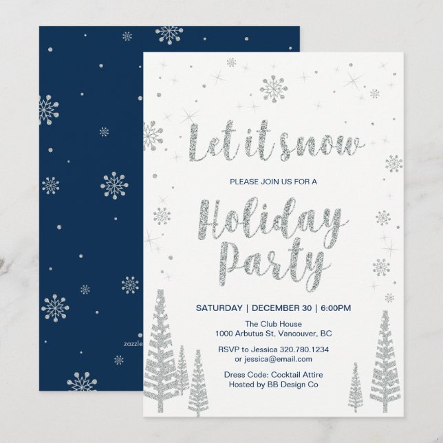 Carte d'invitation pour la fête de Noël d'entrepri (Devant / Derrière)