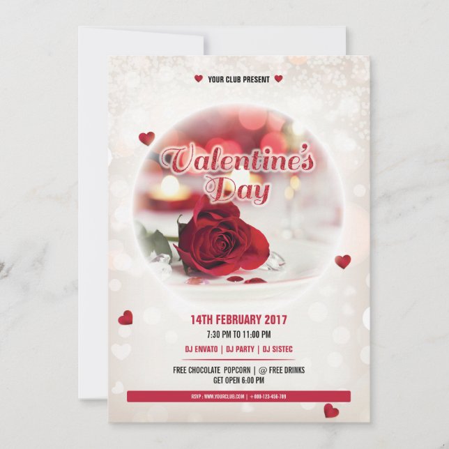 Carte d'invitation pour la fête de Saint-Valentin (Devant)