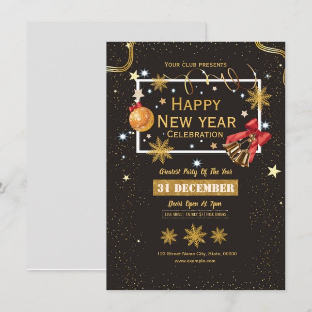 Carte d'invitation pour la fête du Nouvel An (Devant / Derrière)