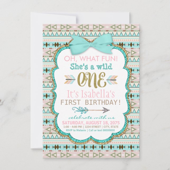 Carte d'invitation pour la fête du premier anniver (Devant)