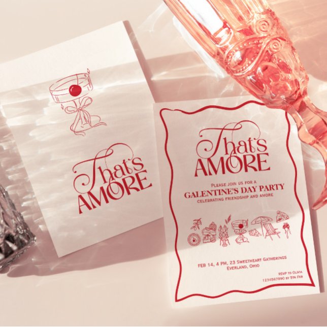 Carte d'invitation pour la fête rouge GALENTINES “ (Créateur téléchargé)