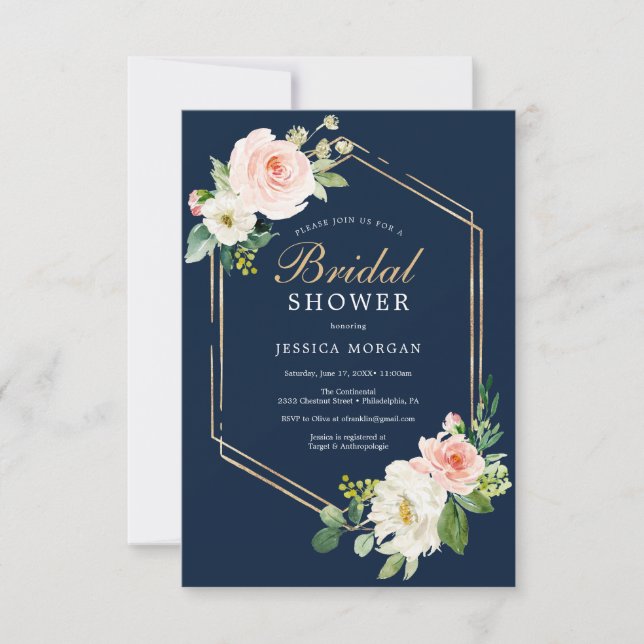 Carte d'invitation pour la nuptiale Blush Gold de  (Devant)