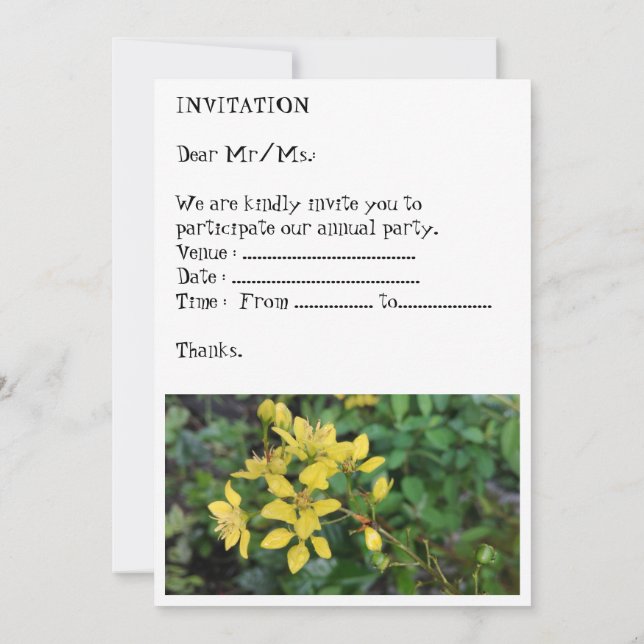 CARTE D'INVITATION POUR LA PARTIE ANNUELLE (Dos)