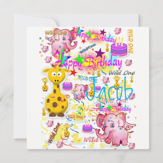 Carte d'invitation pour la première fête d'anniver (Devant)