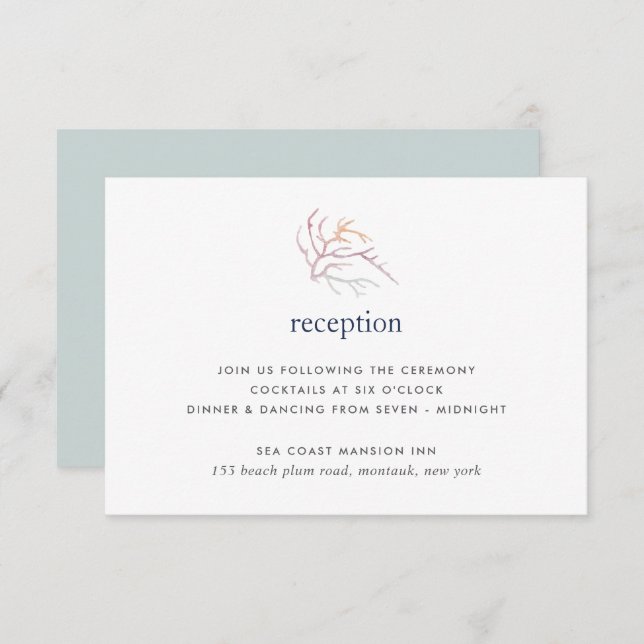 Carte d'invitation pour la réception de mariage Co (Devant / Derrière)