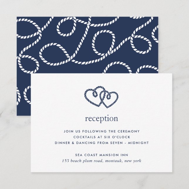 Carte d'invitation pour la réception de mariage Cœ (Devant / Derrière)