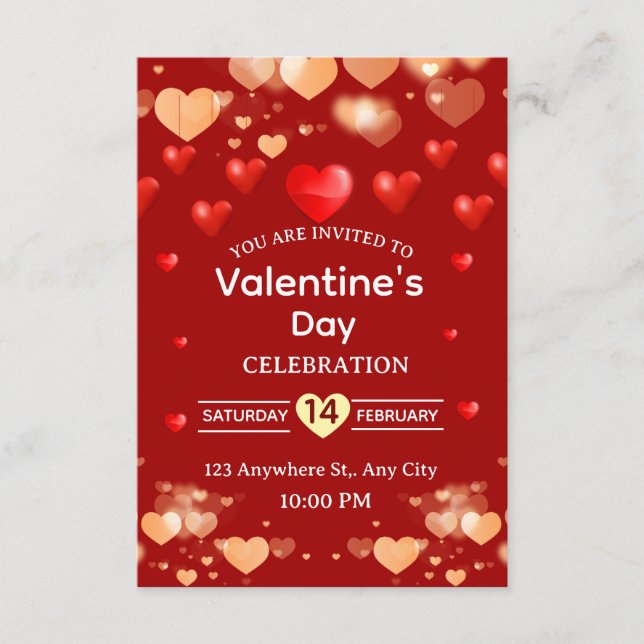 Carte d'invitation pour la Saint-Valentin (Devant)