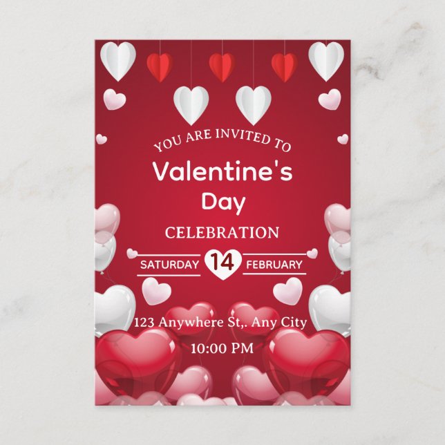 Carte d'invitation pour la Saint-Valentin (Devant)