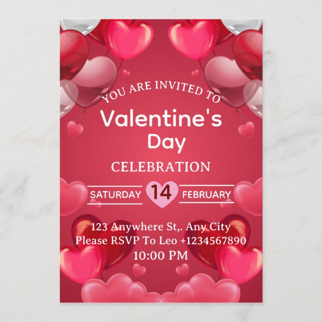 Carte d'invitation pour la Saint-Valentin (Devant)