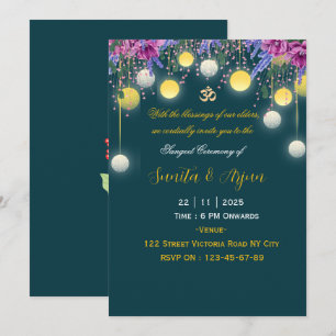 Carte d'invitation pour la soirée Sangeet d'un mar