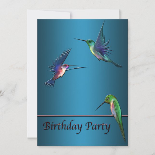 Carte d'invitation pour l'anniversaire de Colibris (Devant)