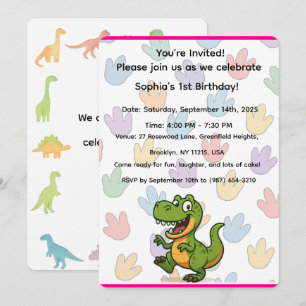 Carte d'invitation pour l'anniversaire de Dinosaur
