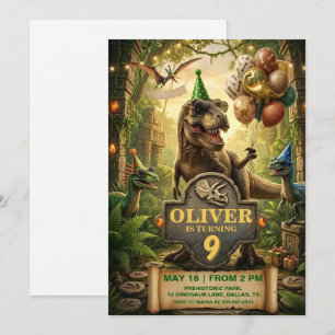 Carte d'invitation pour l'anniversaire de dinosaur