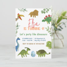 Carte d'invitation pour l'anniversaire de Dinosaur