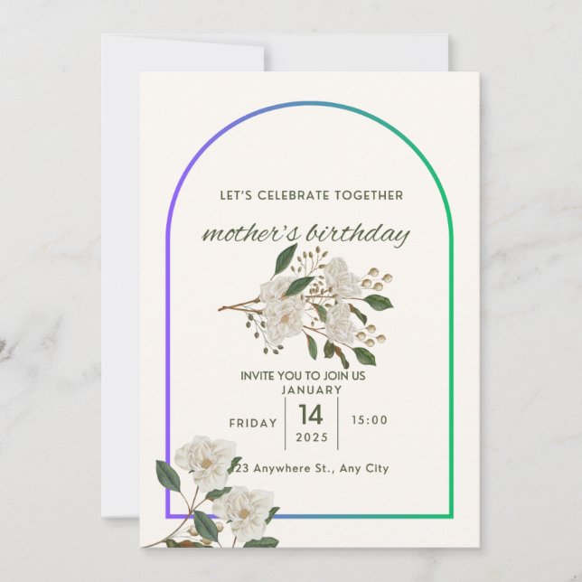 carte d'invitation pour l'anniversaire de la mère (Devant)