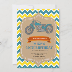 Carte d'invitation pour l'anniversaire de la moto