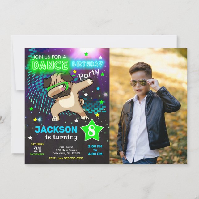 Carte d'invitation pour l'anniversaire de Pug Dabb (Devant)
