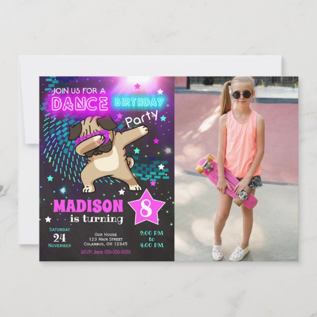 Carte d'invitation pour l'anniversaire de Pug Dabb (Devant)