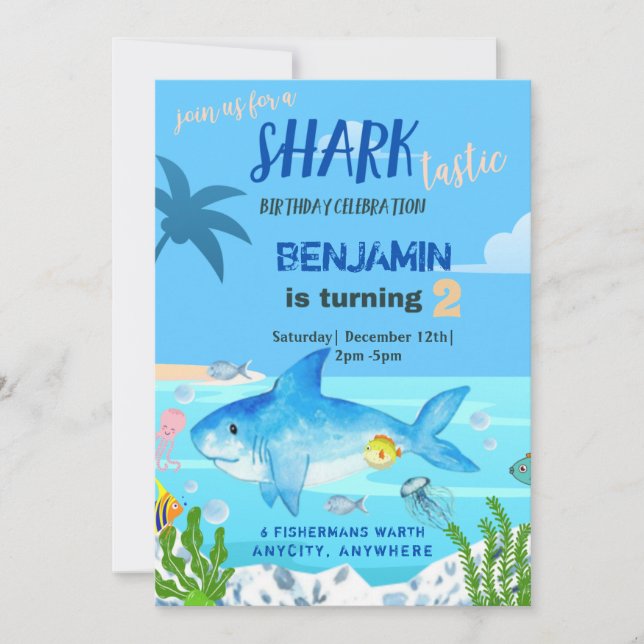 Carte d'invitation pour l'anniversaire de Sharktas (Devant)