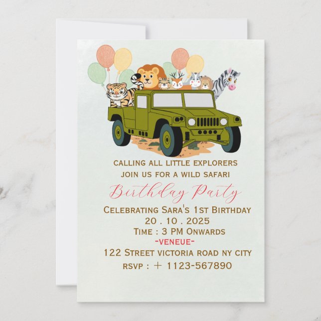 Carte d'invitation pour l'anniversaire des enfants (Devant)