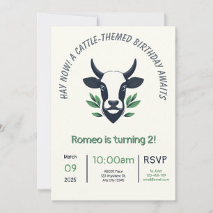 Carte d'invitation pour l'anniversaire du bétail