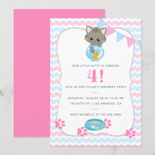 Carte d'invitation pour l'anniversaire d'un chat o